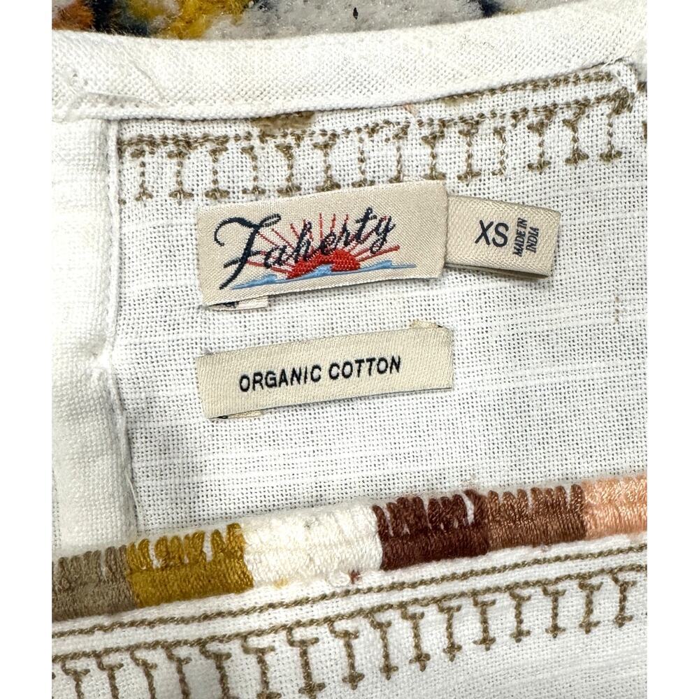 FAHERTY Torrance Top 100% Org Cotton Embroidered Square Neck Size XS - Picture 6 of 6
